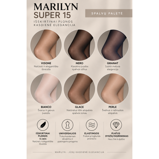 MARILYN SUPER 15 exceptionally thin women's tights 15 DEN