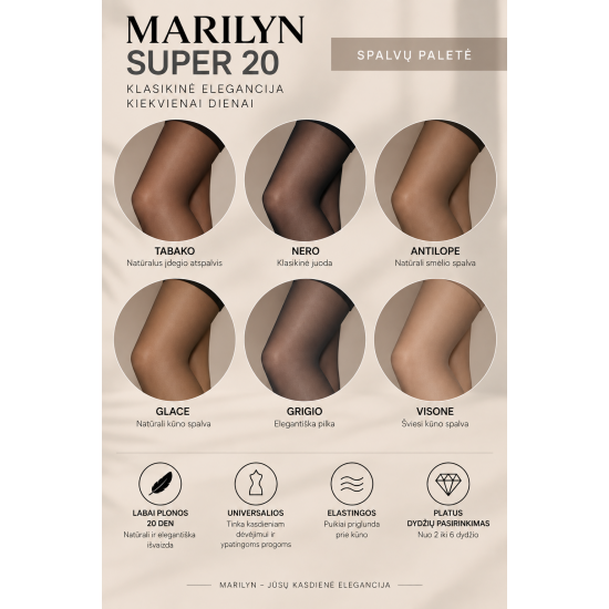 MARILYN SUPER 20 moteriškos plonos pėdkelnės 20 DEN