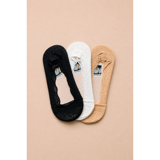 Women's Kate lace footies with silicone grip